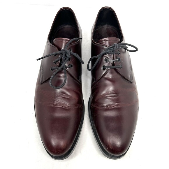 Prada Mens Burgandy Leather Derby Shoes Size 7
